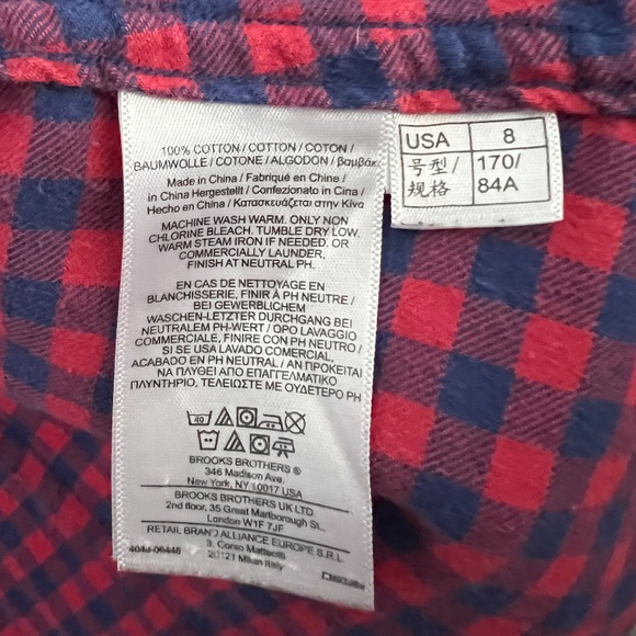 Cotton Plaid Ruffled Shirt Red&Blue - BrooksBrothers - Picture 4 of 4